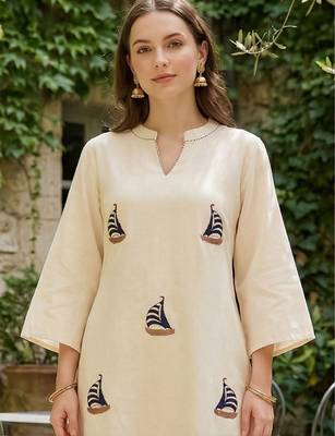 Women Ethnic Motifs Embroidered Regular Thread Work Pure Cotton Kurta with Trousers 2