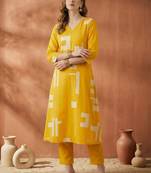 Women Printed Regular Pure Cotton Kurta with Trousers