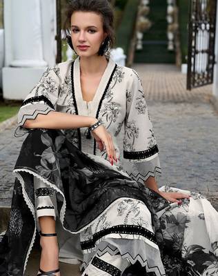 Women Floral Printed Regular Pure Cotton Kurta with Trousers & With Dupatta 5