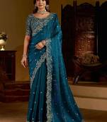 Rama satin jimmy choo embroidered embellished havy work wedding wear saree