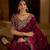 Wine satin jimmy choo embroidered embellished havy work wedding wear saree
