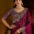 Wine satin jimmy choo embroidered embellished havy work wedding wear saree