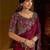 Wine satin jimmy choo embroidered embellished havy work wedding wear saree