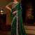Green satin jimmy choo embroidered embellished havy work wedding wear saree