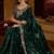 Green satin jimmy choo embroidered embellished havy work wedding wear saree