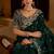 Green satin jimmy choo embroidered embellished havy work wedding wear saree