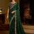 Green satin jimmy choo embroidered embellished havy work wedding wear saree