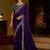 Purple satin jimmy choo embroidered embellished havy work wedding wear saree