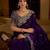 Purple satin jimmy choo embroidered embellished havy work wedding wear saree