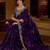 Purple satin jimmy choo embroidered embellished havy work wedding wear saree