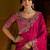Pink satin jimmy choo embroidered embellished havy work wedding wear saree