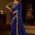 Royal blue satin jimmy choo embroidered embellished havy work wedding wear saree