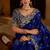 Royal blue satin jimmy choo embroidered embellished havy work wedding wear saree