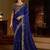 Royal blue satin jimmy choo embroidered embellished havy work wedding wear saree