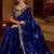 Royal blue satin jimmy choo embroidered embellished havy work wedding wear saree