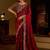 Maroon satin jimmy choo embroidered embellished havy work wedding wear saree