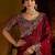 Maroon satin jimmy choo embroidered embellished havy work wedding wear saree