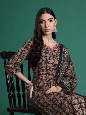 Floral Printed Pure Cotton Kurta with Salwar & With Dupatta 2
