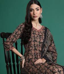 Floral Printed Pure Cotton Kurta with Salwar & With Dupatta