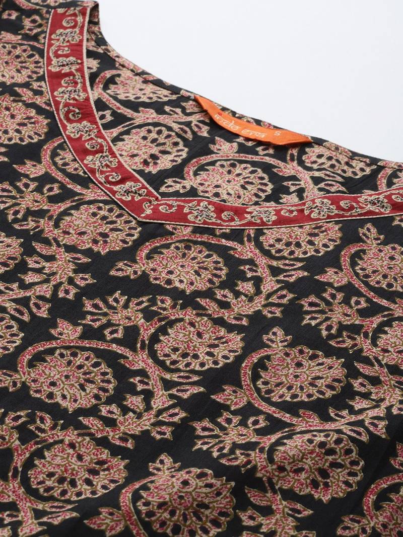 Floral Printed Pure Cotton Kurta with Salwar & With Dupatta