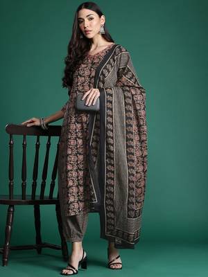 Floral Printed Pure Cotton Kurta with Salwar & With Dupatta 1