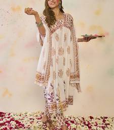 Women Ethnic Motifs Printed Empire Mirror Work Pure Cotton Kurta with Trousers & With Dupatta