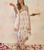 Women Ethnic Motifs Printed Empire Mirror Work Pure Cotton Kurta with Trousers & With Dupatta