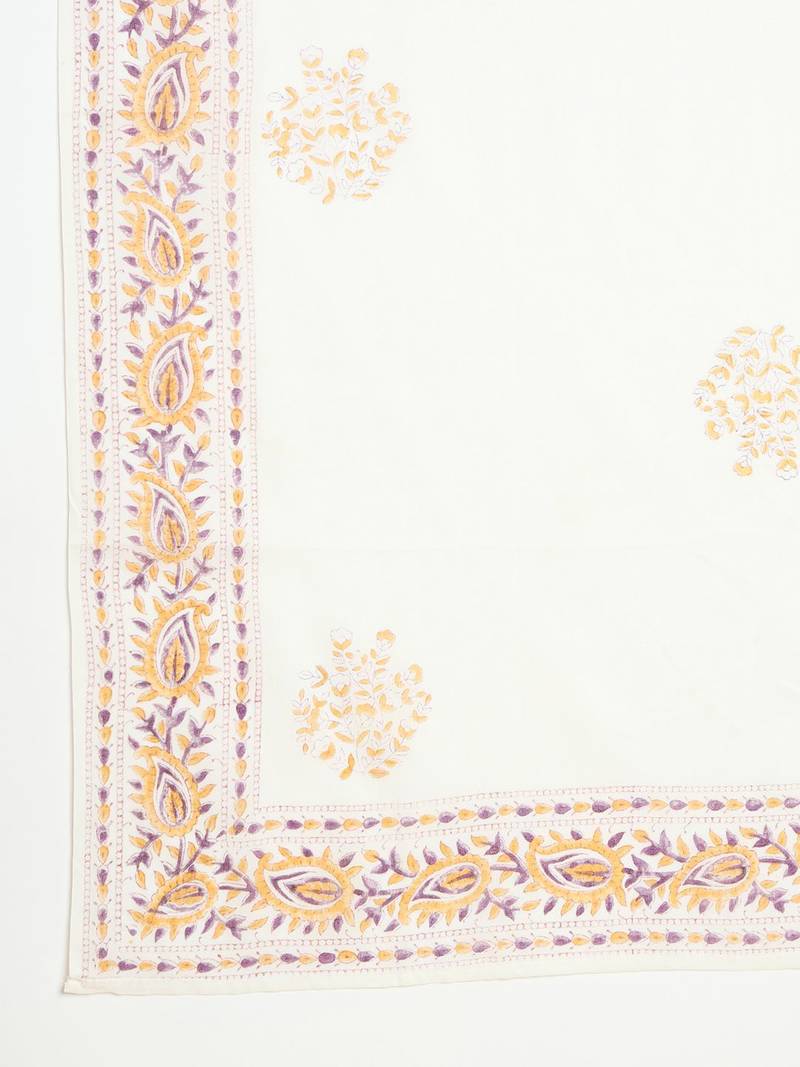 Women Ethnic Motifs Printed Empire Mirror Work Pure Cotton Kurta with Trousers & With Dupatta