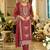 Floral Embroidered Organza Thread Work Kurta With Trousers & Dupatta
