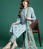 geometric printed regular  cotton kurta with trousers & dupatta