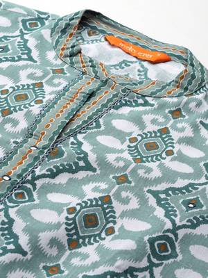 geometric printed regular  cotton kurta with trousers & dupatta 2