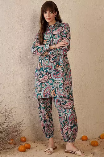 Women Ethnic Motifs Printed Regular Pure Cotton Kurta with Salwar