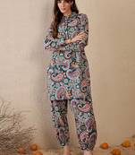 Women Ethnic Motifs Printed Regular Pure Cotton Kurta with Salwar