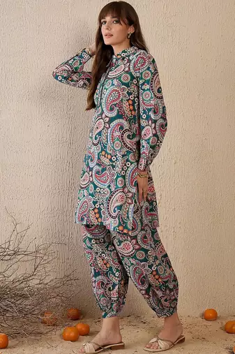 Women Ethnic Motifs Printed Regular Pure Cotton Kurta with Salwar
