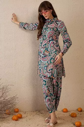 Women Ethnic Motifs Printed Regular Pure Cotton Kurta with Salwar