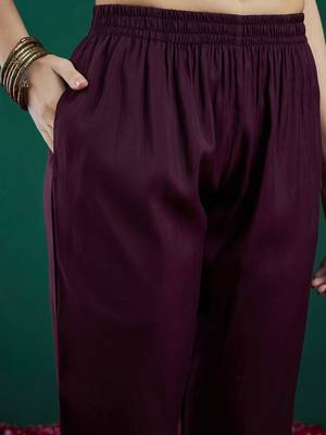 Ethnic Embroidered Sequinned Chanderi Silk Kurta with Trousers & Dupatta 3