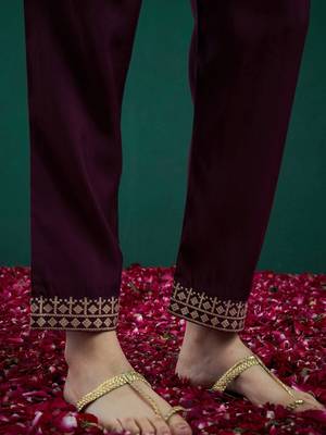 Ethnic Embroidered Sequinned Chanderi Silk Kurta with Trousers & Dupatta 6
