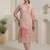 Floral Embroidered Thread Work Organza Straight Kurta With Trousers & Dupatta
