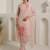 Floral Embroidered Thread Work Organza Straight Kurta With Trousers & Dupatta