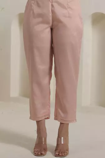 Floral Embroidered Thread Work Organza Straight Kurta With Trousers & Dupatta
