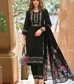 Women Floral Embroidered Regular Thread Work Linen Kurta with Trousers & With Dupatta