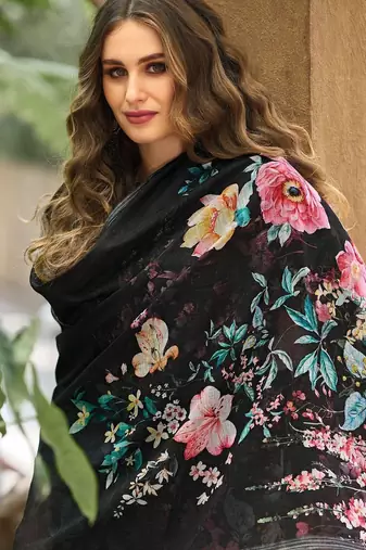 Women Floral Embroidered Regular Thread Work Linen Kurta with Trousers & With Dupatta