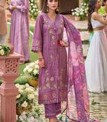Women Floral Embroidered Panelled Thread Work Kurta with Trousers & With Dupatta