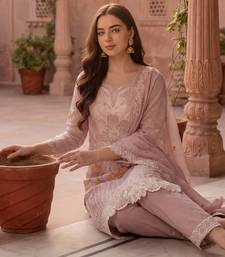 Women Floral Embroidered Regular Sequinned Pure Cotton Kurta with Trousers & With Dupatta