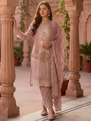 Women Floral Embroidered Regular Sequinned Pure Cotton Kurta with Trousers & With Dupatta 1