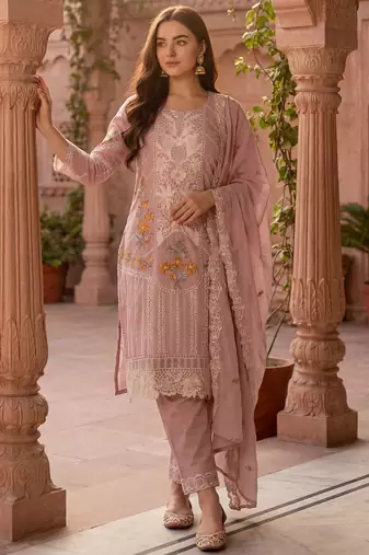 Women Floral Embroidered Regular Sequinned Pure Cotton Kurta with Trousers & With Dupatta