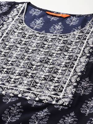 Ethnic Motifs Printed Thread Work Kurta with Trousers & With Dupatta 3