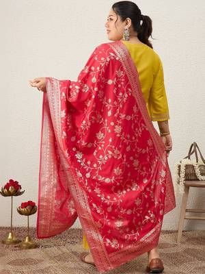 Plus Size Embroidered Regular Kurta with Trousers & With Dupatta 4