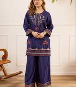 Women Ethnic Motifs Embroidered Regular Thread Work Kurta with Palazzos