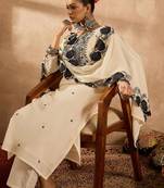 Women Paisley Embroidered Regular Thread Work Pure Cotton Kurta with Trousers & With Dupatta